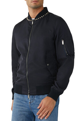 Valentino Garavani Studded Nylon Bomber Jacket